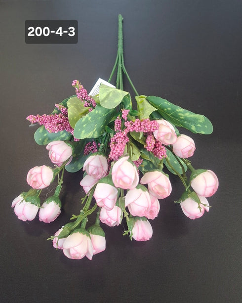 Buchet Bogat cu Boboci de Trandafiri roz 30cm – Flori Artificiale Decorative
