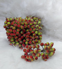 Bobite decorative Crăciun roșii-verzi înghețate – set 400 buc