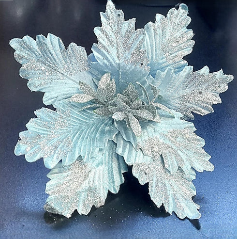 Crăciunițe artificiale albastru gheață – flori decorative elegante 10/set