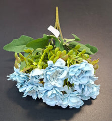Buchet artificial flori cires bleu cu frunze verzi - 32cm