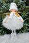 Figurină Îngeraș Decorativ Alb cu Aripi Aurii și Rochie Pufoasă – 40cm