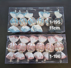 Figurine de brad bomboană bleu/roz 11cm, sferice 6/set