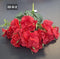 Buchet Artificial Tip Camelii Roșii cu Frunze Verzi - 25cm