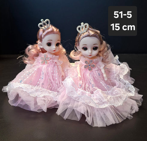 Păpuși Prințesă cu Rochie Roz și Coroniță - 15cm 10/set