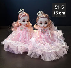 Păpuși Prințesă cu Rochie Roz și Coroniță - 15cm 10/set