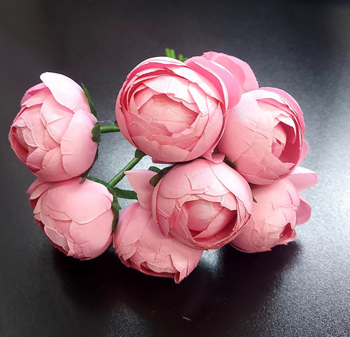 Buchet cu bujori artificiali roz intens – 7 flori 24cm