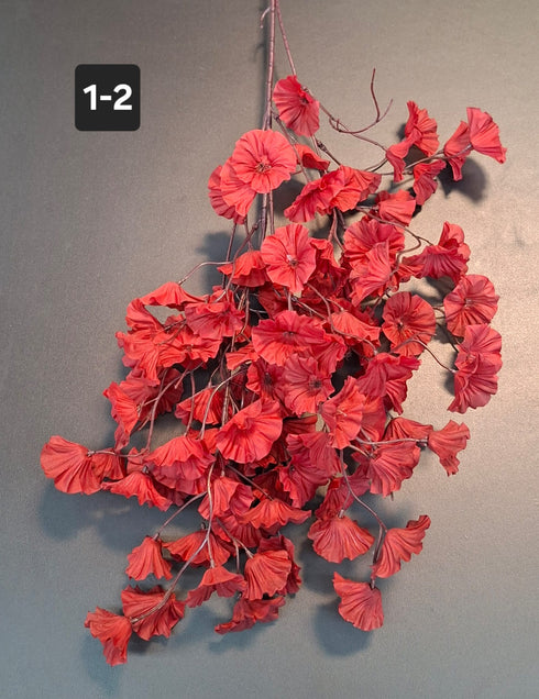 Ramură artificială decorativă - 82cm flori roșii