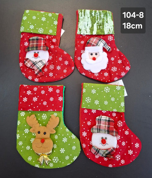 Set 12 ciorapi decorativi Crăciun – Moș, ren și om de zăpadă 18cm