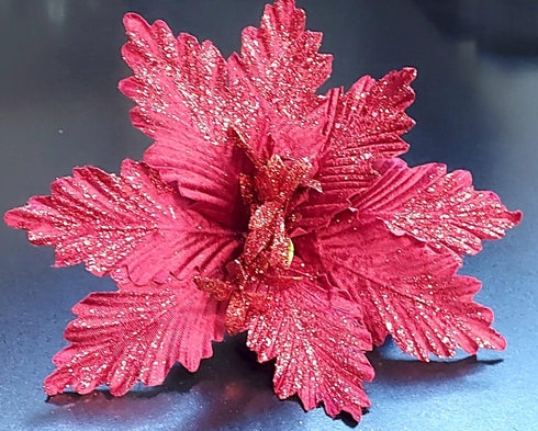 Crăciunițe artificiale roșu intens – flori decorative festive 10/set