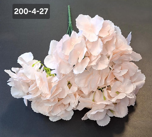 Buchet cu hortensii artificial roz pal din material textil - 42cm
