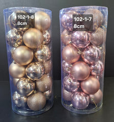 Set globuri Crăciun aurii, finisaj mat, lucios și glitter – 24 buc 8cm