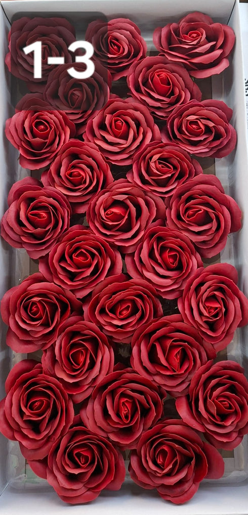 Trandafiri din pastă de săpun roșu burgundy – set 25 bucăți, 8cm