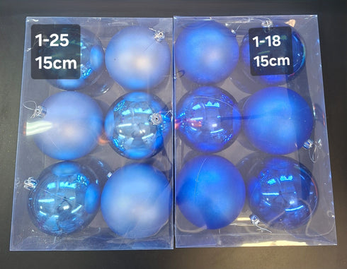 Globuri Crăciun albastru deschis/albastru inchis 15cm - set 6 bucati