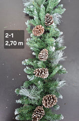 Ghirlandă Crăciun verde cu conuri naturale – 270cm