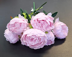 Buchet bujori artificiali roz – 7 flori, aspect natural 40cm