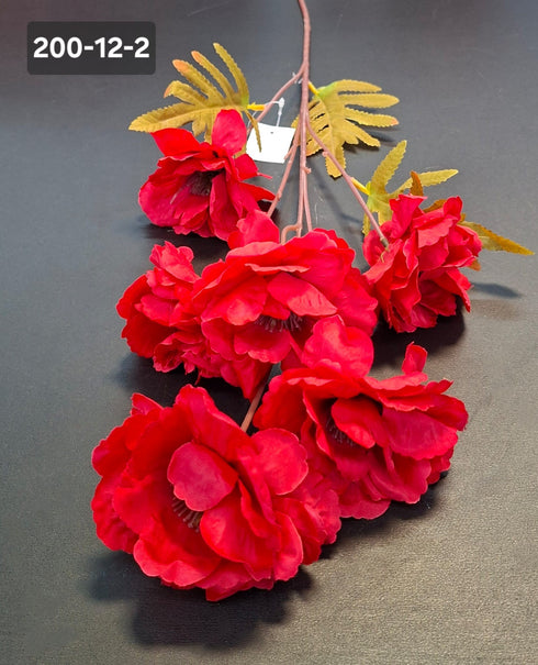 Ramură decorativă artificială roșie - 77cm
