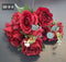 Buchet 6 trandafiri roșu închis artificiali – 52cm, tije sârmă, material textil