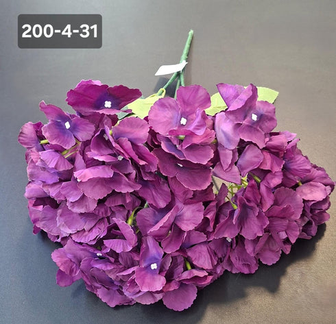 Buchet cu hortensii artificial mov intens din material textil - 42cm