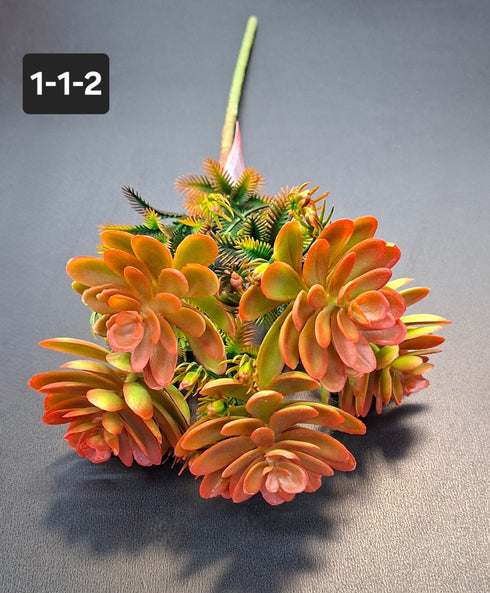 Buchet suculentă artificială roșu-verzuie - 35cm