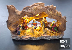 Iesle Nașterea Domnului cu lumină rasina LED - 30x20cm