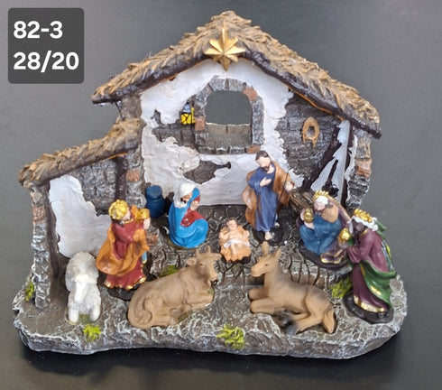 Iesle Nașterea Domnului cu figurine colorate - 28x20cm