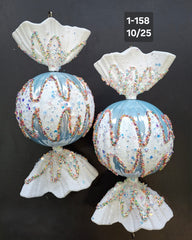 Figurine de brad bomboane plate albastru-alb 10x25cm, set 2 buc