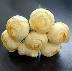 Buchet cu bujori galben pal artificiali – 7 flori 24cm