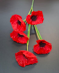 Mac artificial roșu intens cu 5 flori – 95cm