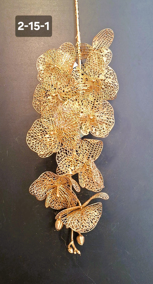 Orhidee Artificială Aurie cu Flori Decorative - 105cm