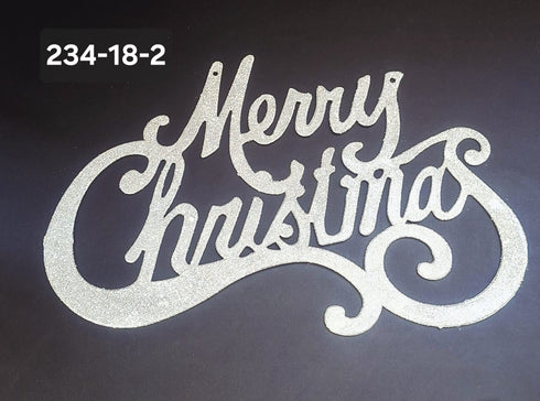 Decorațiune de Crăciun „Merry Christmas” Argintie cu Sclipici – 45cm