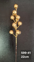 Bobite decorative Crăciun aurii lucioase pe tijă 22cm – set 100 buc