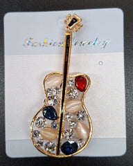 Broșe Vioară cu stras – Accesoriu Elegant Auriu 12/set