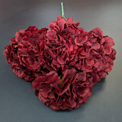 Buchet cu hortensii artificiale visiniu intens, flori mari 52cm