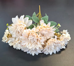 Buchet artificial dalii crem, 6 flori, 44cm
