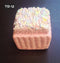 Decorațiune Crăciun Prăjitură Roz cu Accente Pastelate, 5x6cm – 10 buc/set