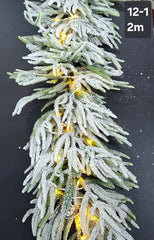 Ghirlandă Crăciun cu zăpadă artificială și lumini calde LED - 2m