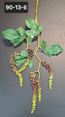 Ramură decorativă artificială cu ciorchini verzi cu maro - 75cm