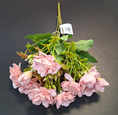 Buchet artificial flori cires roz cu frunze verzi - 32cm