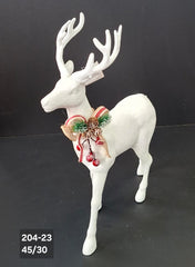 Ren decorativ alb cu panglică și con de brad – 45x30cm