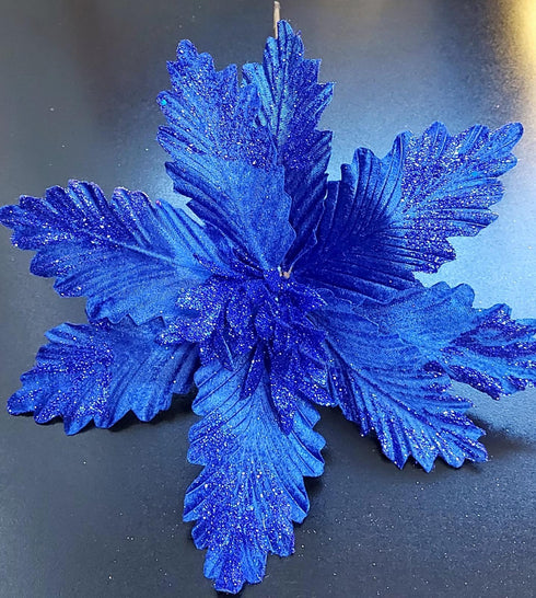 Crăciunițe artificiale albastre – flori decorative festive 10/set