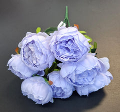 Buchet bujori artificiali lila pastel – 7 flori, aspect natural 40cm