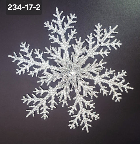 Decorațiune de Crăciun Fulg de Nea Argintiu cu Sclipici – 31cm