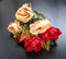Buchet trandafiri artificiali somon cu rosu 30cm – flori elegante