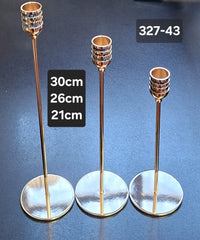 Set 3 sfeșnice elegante metalice aurii – 30cm, 26cm, 21cm