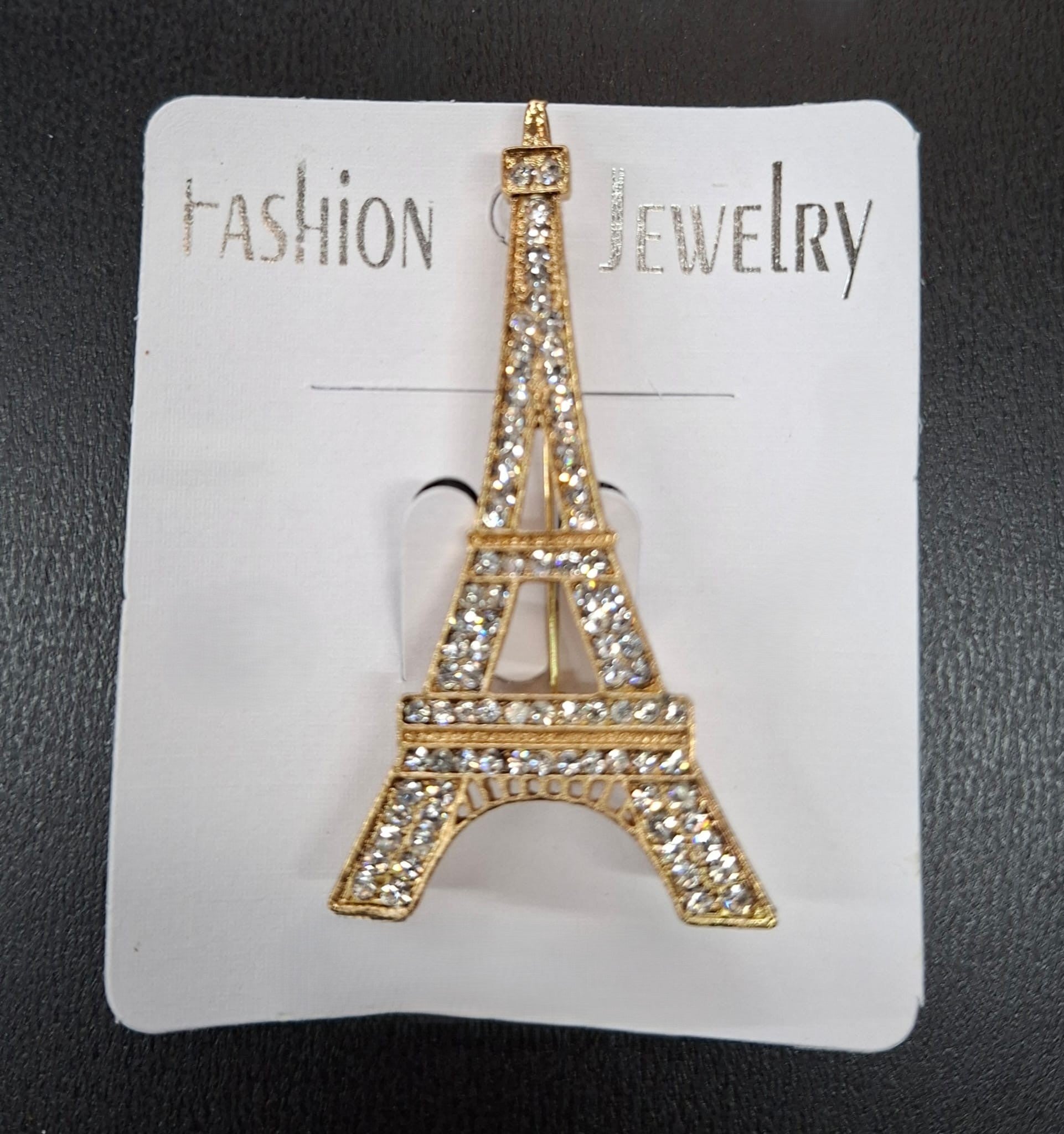Broșe Turnul Eiffel Aurie cu Strasuri - 12/set