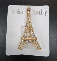 Broșe Turnul Eiffel Aurie cu Strasuri - 12/set