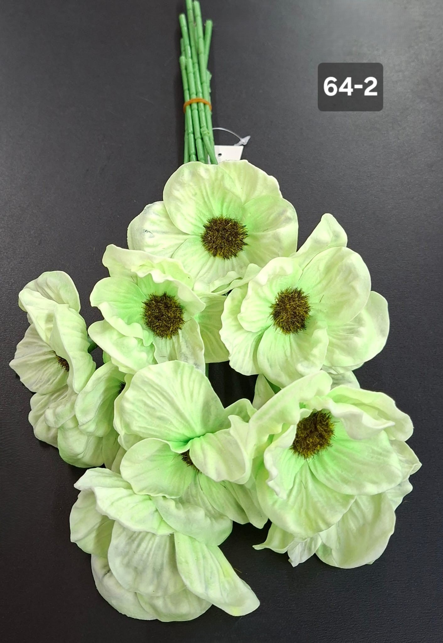 Anemone artificiale verzi 33cm – set 10 fire