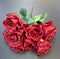 Buchet 10 trandafiri bordo artificiali – 45cm, tije sârmă, material textil