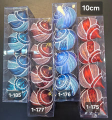 Set 4 Globuri Crăciun Decorative 4 culori cu Sclipici - 10cm