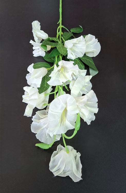 Floare artificială curgătoare model petunie, albă - 85cm